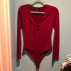 Red long sleeve body suit